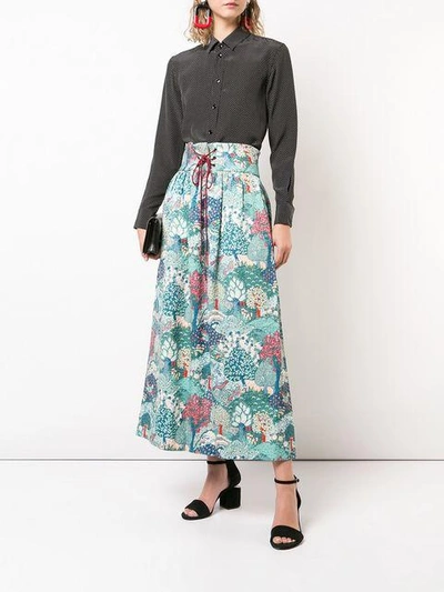 Shop Vilshenko Long Floral Print Skirt In Green