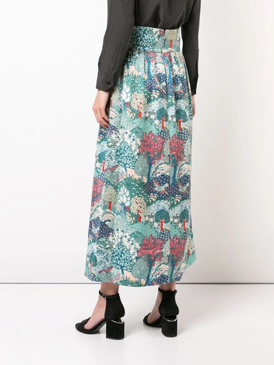 Shop Vilshenko Long Floral Print Skirt In Green