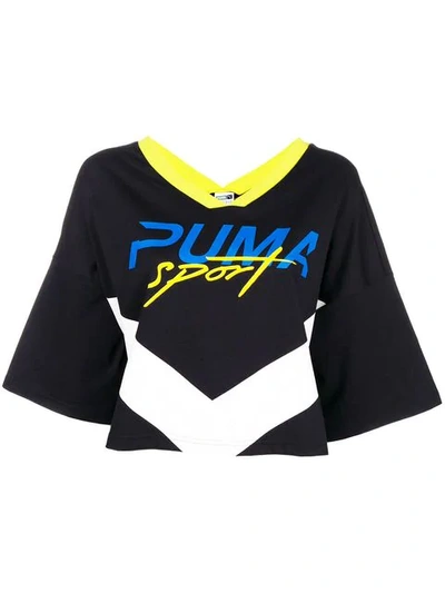 Shop Puma Xtreme Cropped V-neck T-shirt - Black