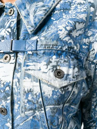 Shop Off-white Tapestry Cropped Denim Jacket - Blue