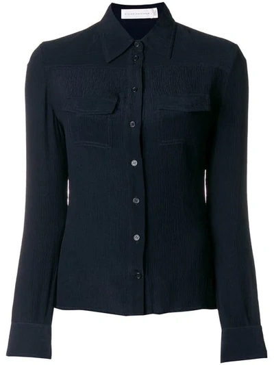 Shop Victoria Beckham Silk Shirt - Blue