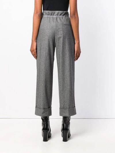 Shop Giorgio Armani Tie Fastening Cropped Trousers - Grey