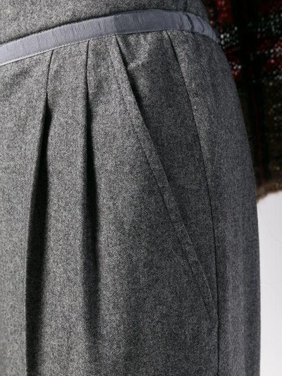 Shop Giorgio Armani Tie Fastening Cropped Trousers - Grey