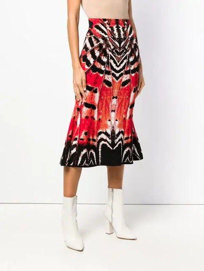 Shop Alexander Mcqueen Abstract Print Skirt In Red