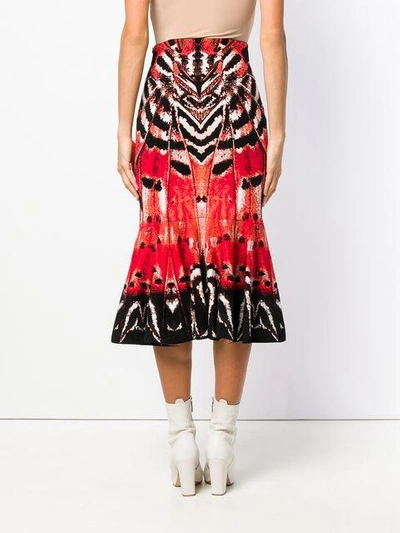 Shop Alexander Mcqueen Abstract Print Skirt In Red