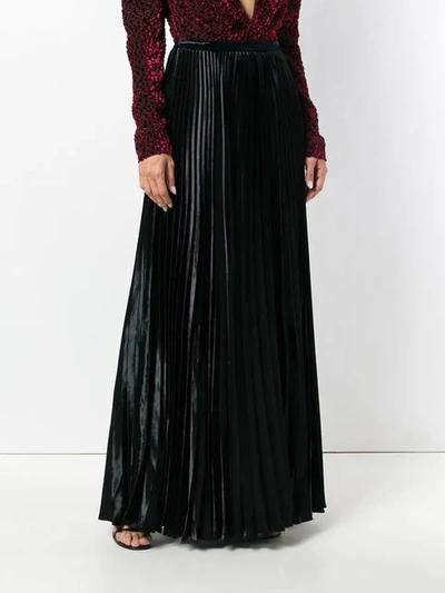 Shop Saint Laurent Pleated Long Skirt In Black