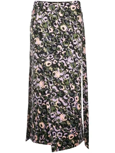 MARNI Printed cotton midi wrap skirt