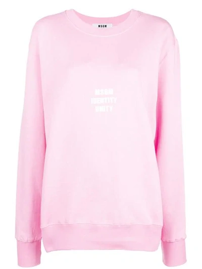 Shop Msgm Logo Print Sweatshirt - Pink