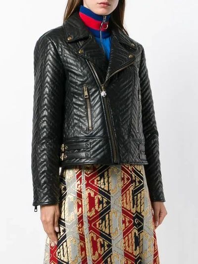 Shop Gucci Biker Jacket In Black