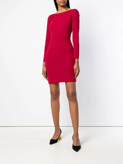 Shop Blanca Longsleeved Fitted Dress In Red