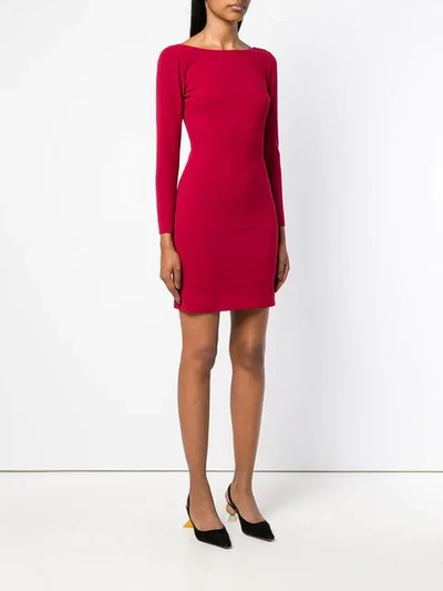 Shop Blanca Longsleeved Fitted Dress In Red