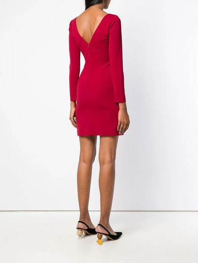 Shop Blanca Longsleeved Fitted Dress In Red