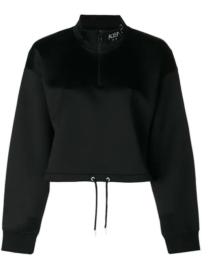 Shop Kenzo Cropped Scuba Sweatshirt In Black