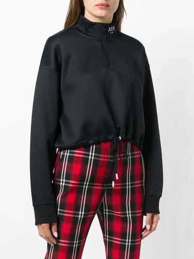 Shop Kenzo Cropped Scuba Sweatshirt In Black