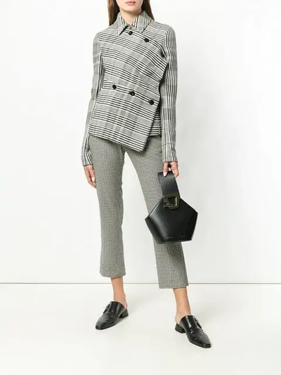 Shop Jil Sander Glen Check Asymmetric Jacket - Black