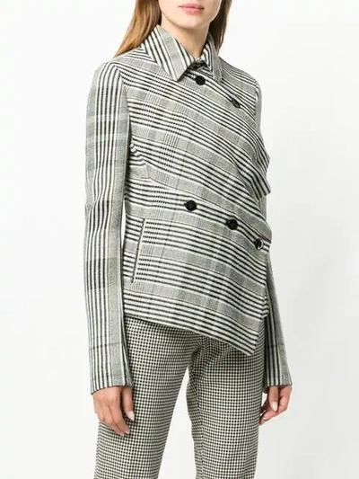 Shop Jil Sander Glen Check Asymmetric Jacket - Black