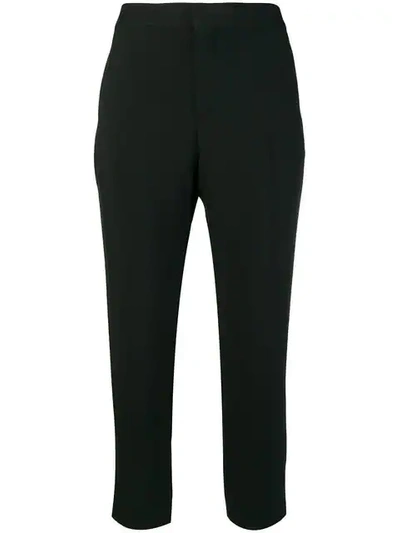 Shop Chloé Cropped Slim Trousers In Black