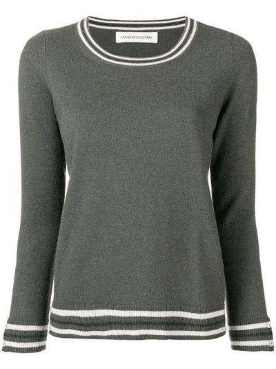 Shop Lamberto Losani Contrast-trim Fitted Sweater - Green