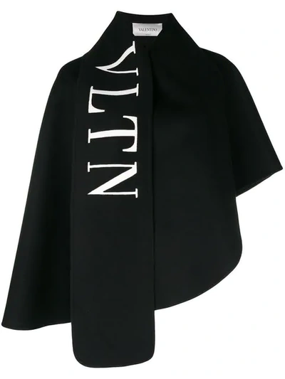 Shop Valentino Vltn Logo Short Cape In Black