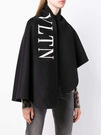 Shop Valentino Vltn Logo Short Cape In Black