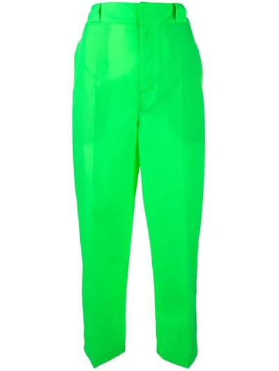 Shop Prada High-waisted Trousers In F0362 Pistacchio