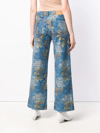 Shop Kenzo Wide Leg Indonesian Flower Jeans In Blue