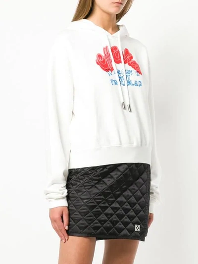 Off-white Heart Not Troubled Cotton Hoodie In White