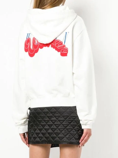 Off-white Heart Not Troubled Cotton Hoodie In White