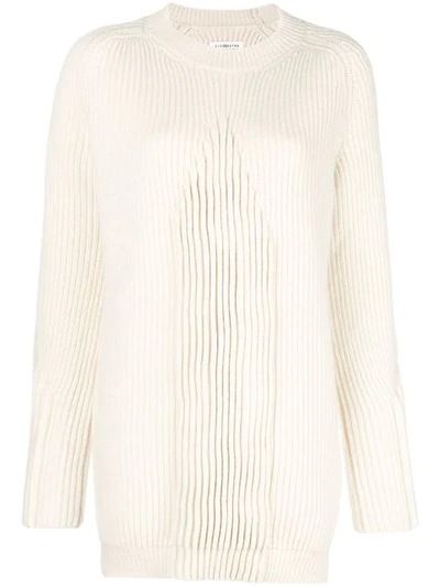 Shop Maison Margiela Ribbed Knit Sweater In Neutrals