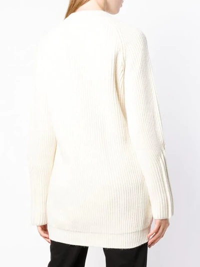 Shop Maison Margiela Ribbed Knit Sweater In Neutrals