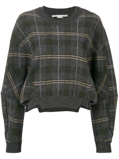 Shop Stella Mccartney Check Long-sleeve Sweater In Grey