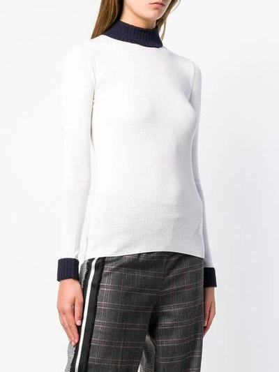Shop Loewe Contrast Rib Knit Top In White