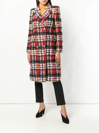 Shop Alexandre Vauthier Oversized Check Coat In Red