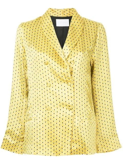 Shop Asceno Polka Dot Blazer-jacket - Yellow