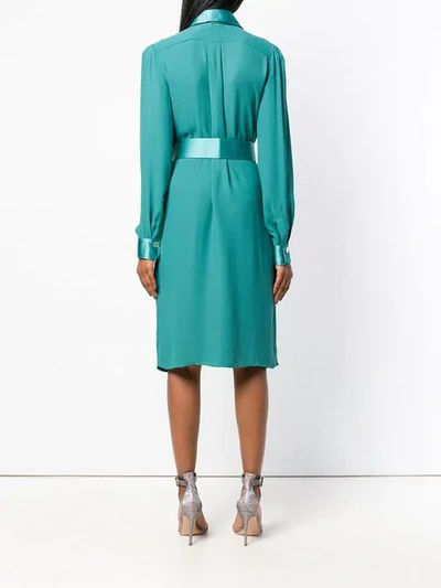 Shop Elisabetta Franchi Belted Long-sleeve Midi Dress - Green