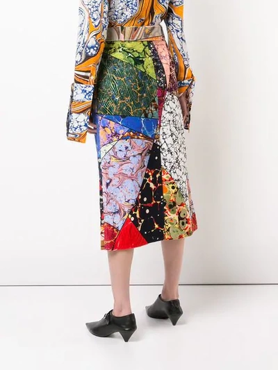 Shop Rosie Assoulin Belted Patchwork Skirt - Multicolour