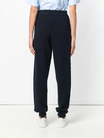 Shop Lanvin Straight-leg Knitted Trousers In Blue
