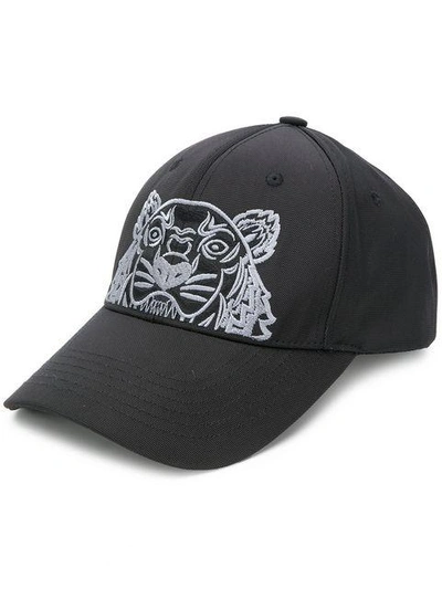 Shop Kenzo Tiger Embroidered Cap - Black