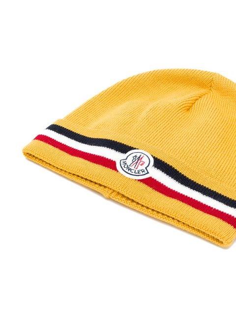 Moncler Mütze Mit Gestreiftem Saum In Yellow | ModeSens