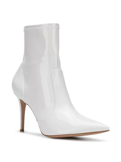 Shop Gianvito Rossi Pointed Ankle Boots In White