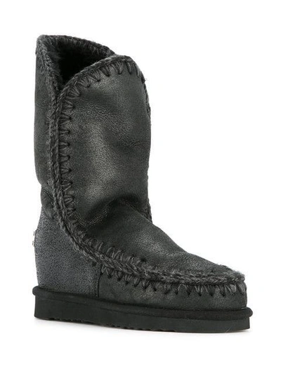 Shop Mou Stitched Snow Boots - Black