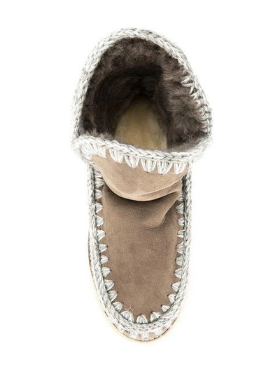 Shop Mou Shearling Snow Boots In Dark Stone