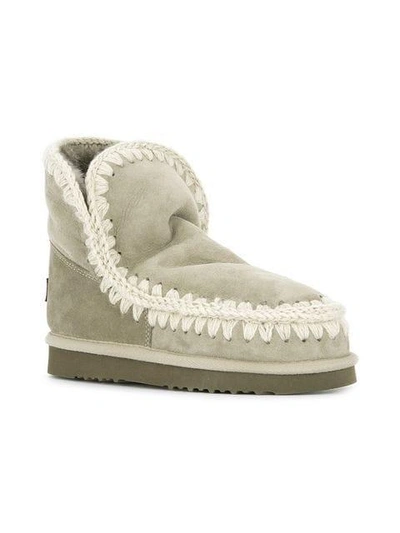 Shop Mou Stitched Detail Snow Boots - Brown