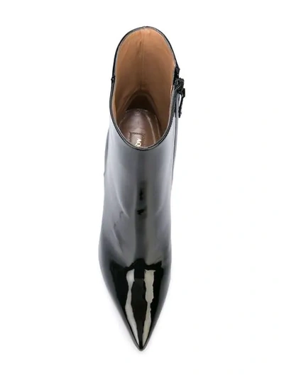 Shop Aquazzura Patent Pointed Boots In Black