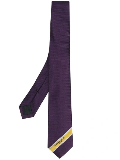 Shop Givenchy Diagonal Stripe Detail Tie - Purple In Pink & Purple