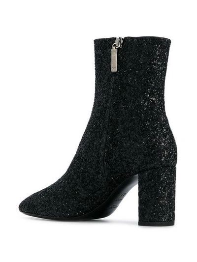 Shop Saint Laurent Lou Glitter Sprinkled Ankle Boots In Black