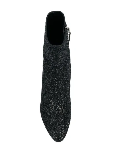 Shop Saint Laurent Lou Glitter Sprinkled Ankle Boots In Black