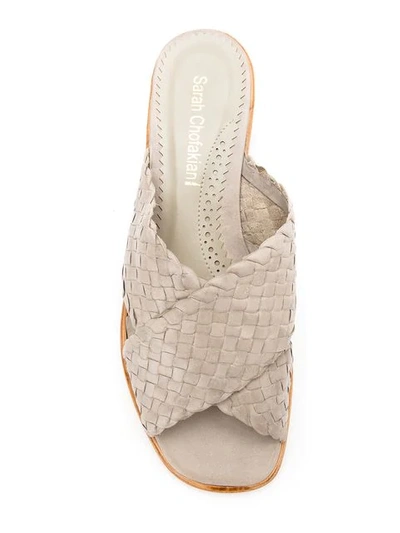 Sarah Chofakian Crossover Strap Sandals In Grey