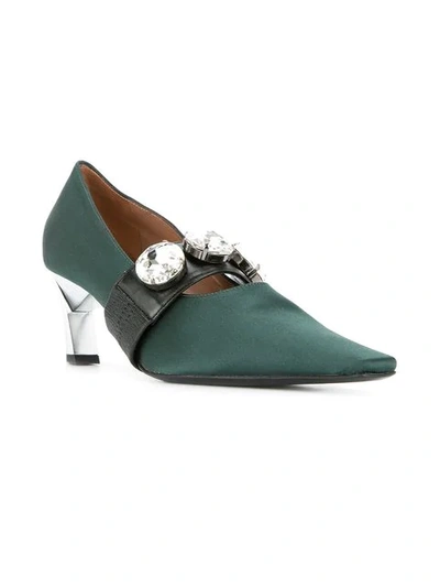 Shop Marni Crystal Buckle Pumps - Green