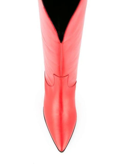 Shop Pierre Hardy Knee High Boots In Red